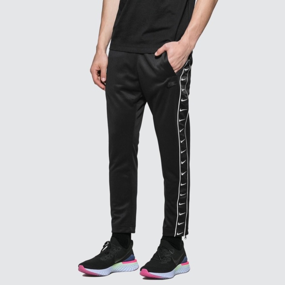 NIKE Blue & Black Side Swoosh Logo Track Pants
